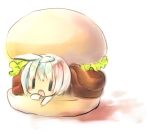  chibi food girl_in_food hamburger himehi in_food minigirl white_hair |_| 