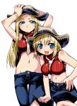  blonde_hair blue_eyes breasts elizabeth_thompson hat long_hair midriff mound_of_venus navel necktie patricia_thompson short_hair sleeveless sleeveless_turtleneck soul_eater tokita_monta turtleneck 