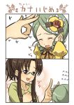  aka_(pixiv) aka_(pixiv193029) blood brown_eyes brown_hair closed_eyes comic dekopin drill_hair glasses green_hair kanaria kusabue_mitsu long_hair micchan mitsu nosebleed rozen_maiden tears trembling 