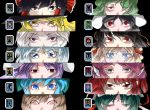  alice_margatroid animal_ears black_hair blonde_hair blue_eyes blue_hair bow brown_hair bunny_ears cirno closed_eyes column_lineup cut-in green_hair hakurei_reimu hat inaba_tewi izayoi_sakuya kazami_yuuka kirisame_marisa konpaku_youmu lyrica_prismriver medicine_melancholy mkz mystia_lorelei onozuka_komachi persona persona_3 persona_3_eyes persona_eyes phantasmagoria_of_flower_view red_eyes red_hair reisen_udongein_inaba shameimaru_aya shikieiki_yamaxanadu tarot touhou witch_hat yellow_eyes 