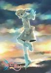 blue_eyes boots cloud clouds flying ikeda_jun original raincoat rubber_boots sky smile sunset twintails wings 