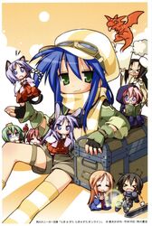  animal_ears bunny_ears chest chibi dragon glasses hiiragi_kagami hiiragi_tsukasa iwasaki_minami izumi_konata japanese_clothes kobayakawa_yutaka kusakabe_misao lucky_star miko minegishi_ayano rabbit_ears scarf takara_miyuki tamura_hiyori thighhighs treasure_chest yoshimizu_kagami 