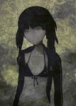  black_hair black_rock_shooter black_rock_shooter_(character) highres huke midriff scar solo stitches 