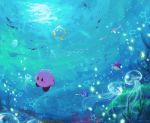 blipper cia_38 coral fish jellyfish kine_(kirby) kirby kirby_(series) nintendo no_humans scenery seaweed shooty_(kirby) sparkle squishy_(kirby) star underwater water