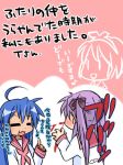  blood blue_hair hiiragi_kagami izumi_konata long_hair lowres lucky_star nosebleed purple_hair translated translation_request twintails 