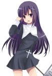  bad_id cross kannagi long_hair purple_hair zange 