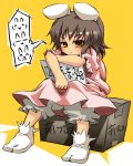  bad_id bloomers bunny_ears eyebrows inaba_tewi noya rabbit_ears short_hair socks solo tabi thick_eyebrows touhou yellow_eyes 