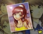  brown_eyes brown_hair collage kujikawa_rise lens_flare persona persona_4 ponytail swimsuit y-chan 