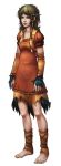  ankle_wraps artist_request bare_legs barefoot brown_hair character_request detached_sleeves dress freckles hair_ornament highres long_hair messy_hair source_request torn_clothes tribal 