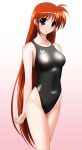  blue_eyes highres jpeg_artifacts long_hair mahou_shoujo_lyrical_nanoha mahou_shoujo_lyrical_nanoha_strikers one-piece_swimsuit photoshop purple_eyes red_hair redhead swimsuit takamachi_nanoha very_long_hair 