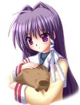  botan clannad fujibayashi_kyou hair_ribbon hair_ribbons long_hair purple_eyes purple_hair ribbon ribbons school_uniform violet_eyes 