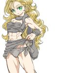  1girl abs ayla_(chrono_trigger) blonde_hair breasts chrono_trigger cleavage colored commentary_request long_hair looking_at_viewer muscle panties s-a-murai solo underwear 