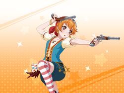  bandana bang_dream! blush dress guns kitazawa_hagumi orange_eyes orange_hair pirate short_hair smile 