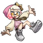  +_+ 1girl :d crown domino_mask full_body gradient_hair hime_(splatoon) hood hood_up hoodie lkll long_sleeves looking_at_viewer mask medallion mole mole_under_mouth multicolored_hair no_nose open_mouth pink_hair raglan_sleeves shoes short_hair simple_background smile sneakers solo splatoon splatoon_2 splatoon_2:_octo_expansion symbol-shaped_pupils tentacle_hair two-tone_hair white_background white_hair yellow_eyes 