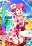  blush character_name closed_eyes dress kurosawa_ruby love_live!_school_idol_festival love_live!_sunshine!! pink_hair short_hair smile summer 