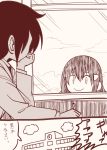  2girls chin_rest evil_smile hair_ornament hairclip hidden_face kiko_(watashi_ga_motenai_no_wa_dou_kangaetemo_omaera_ga_warui!) kuroki_tomoko monochrome multiple_girls peeking satou_yuuki school school_uniform sketch smile watashi_ga_motenai_no_wa_dou_kangaetemo_omaera_ga_warui! window 