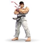  1boy 3d absurdres bandanna black_hair dougi fingerless_gloves gloves headband highres male_focus muscle official_art ryuu_(street_fighter) short_hair solo street_fighter super_smash_bros. super_smash_bros_ultimate 