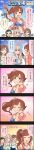  4girls 5koma aqua_eyes black_hair braid brown_eyes brown_hair character_name comic freckles hair_over_shoulder highres idolmaster idolmaster_cinderella_girls igarashi_kyouko kate_(idolmaster) long_hair long_image multiple_girls official_art pink_hair ponytail saionji_kotoka short_hair shutou_aoi side_ponytail tall_image 