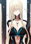  artist_request blonde_hair breasts cleavage dress fate/apocrypha fate_(series) jpeg_artifacts large_breasts long_hair lowres morgan_le_fay_(fate) pale_skin revealing_clothes smile source_request very_long_hair yellow_eyes 