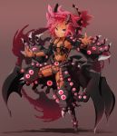  :d armor armpits bangs breasts claws commentary_request dark_skin dragon_girl duel_monster full_body gandora-x_the_dragon_of_demolition garoudo_(kadouhan&#039;i) glowing hands_up leg_up long_sleeves looking_at_viewer navel open_mouth personification pink_eyes pink_hair red_background short_eyebrows short_hair simple_background slit_pupils small_breasts smile solo standing standing_on_one_leg thick_eyebrows tsurime v-shaped_eyebrows wide_sleeves yu-gi-oh! yuu-gi-ou yuu-gi-ou_duel_monsters yuu-gi-ou_the_dark_side_of_dimensions 