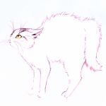  arched_back cat cat_focus from_side full_body grey_background ilya_kuvshinov no_humans original slit_pupils solo whiskers white yellow_eyes 