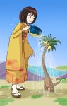  1girl alolan_exeggutor alolan_form bird black_hair blue_sky brown_eyes creatures_(company) drawfag erika_(pokemon) game_freak gen_1_pokemon gen_3_pokemon giantess gradient_sky gym_leader hairband highres japanese_clothes kimono leaf_print looking_down nintendo outdoors pokeball_symbol pokemon pokemon_(creature) pokemon_(game) pokemon_hgss short_hair sky smile standing wailmer wailmer_pail watering white_legwear 