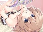  1girl bare_shoulders blanc blue_eyes blush book breasts brown_hair iwasi-r looking_at_viewer neptune_(series) reading short_hair small_breasts solo 