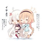  2girls :d =_= @_@ ahoge angel asymmetrical_legwear bangs barefoot beni_shake bikini black_bikini black_gloves black_hairband black_jacket blonde_hair blue_jacket blush braid brown_eyes chibi closed_eyes commentary_request eyebrows_visible_through_hair fate/grand_order fate_(series) gloves hair_between_eyes hairband hood hood_down hooded_jacket jacket jeanne_d&#039;arc_(alter_swimsuit_berserker) jeanne_d&#039;arc_(fate)_(all) jeanne_d&#039;arc_(swimsuit_archer) long_hair long_sleeves multiple_girls o-ring o-ring_bikini o-ring_bottom o-ring_top open_mouth red_legwear silver_hair single_thighhigh smile standing swimsuit thigh-highs translation_request very_long_hair white_background 