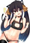  :d animal_ears animal_print bangs bare_shoulders bell bell_choker black_bra black_choker black_hair black_legwear black_panties blush bra brown_eyes cat_cutout cat_ear_panties cat_ears cat_girl cat_lingerie cat_tail choker cleavage_cutout commentary_request eyebrows_visible_through_hair frilled_bra frills hair_between_eyes hair_ribbon head_tilt highres idolmaster idolmaster_cinderella_girls jingle_bell kemonomimi_mode leopard_print long_hair matoba_risa meme_attire navel notice_lines open_mouth panties print_ribbon ribbon ricroot side-tie_panties sidelocks simple_background smile tail tail_raised thigh-highs twintails underwear underwear_only very_long_hair white_background wrist_cuffs 