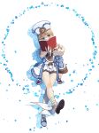  1girl bare_legs bare_shoulders blanc blush book coat dress facing_viewer full_body hair_between_eyes hat highres holding holding_book long_sleeves neptune_(series) reading short_hair solo star starry_background walking white_dress 