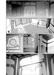  architecture comic door east_asian_architecture greyscale highres monochrome no_humans sliding_doors torch touboku_(verstand) touhou translation_request wooden_floor 
