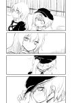  2girls blush chinese_clothes comic dress flat_cap greyscale hat hijiri_byakuren jiangshi kakizaki_(chou_neji) long_hair long_sleeves miyako_yoshika monochrome multiple_girls ofuda short_hair short_sleeves touhou translation_request 