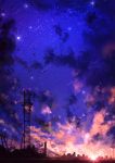  city clouds crane highres night night_sky no_humans original outdoors scenery shooting_star silhouette sky star_(sky) starry_sky yomochi_(y0m0chi) 
