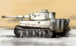  artist_request caterpillar_tracks clouds day evening germany ground_vehicle highres iron_cross military military_vehicle motor_vehicle no_humans original sky snow sunset tank tiger_i tree winter world_war_ii 