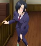  1girl black_eyes black_hair harashima_rui highres necktie office_lady screencap short_hair yuragisou_no_yuuna-san 