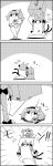  4koma animal_ears arms_up bow box braid carrying_overhead cat_ears cat_tail comic commentary_request crossed_arms emphasis_lines greyscale hair_bow hairband heart highres holding holding_box in_box in_container kaenbyou_rin komeiji_satori monochrome multiple_tails tail tani_takeshi third_eye touhou translation_request tray twin_braids yukkuri_shiteitte_ne 