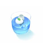  chai_(drawingchisanne) cup drink drinking_glass food food_focus garnish ice ice_cube in_food looking_at_viewer mint original partially_submerged seal_(animal) shadow signature simple_background undersized_animal water white_background 