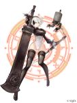  1girl absurdres black_gloves black_legwear blindfold breasts cleavage copyright_name feather_trim full_body gloves hairband highres holding holding_sword holding_weapon huge_weapon ji_no katana leotard medium_breasts mole mole_under_mouth nier_(series) nier_automata official_art pod_(nier_automata) puffy_sleeves short_hair simple_background sinoalice sword thigh-highs weapon white_background white_hair white_leotard yorha_no._2_type_b 