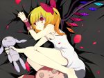  blonde_hair bow doll flandre_scarlet hair_bow harano lingerie nightgown petals red_eyes ribbon ribbons side_ponytail touhou underwear wings 