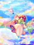  bunny cloud clouds crystal floating flower hair_ornament highres ice rabbit sakurano_miya sky 