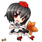  animated_gif black_hair blink blinking chibi fan geta gif hat kazami_karasu lowres red_eyes shameimaru_aya short_hair solo tengu-geta touhou wink 