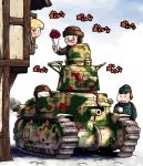  blush bouquet bouquets braid caterpillar_tracks char_b1_(french_tank) chibi flower hayami_rasenjin hayamirasenjin military military_vehicle original soldier tank vehicle 