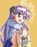  casual eating hair_ribbon hair_ribbons hiiragi_kagami honky long_hair lucky_star pocky purple_hair ribbon ribbons sitting twintails 