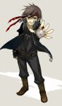  bad_id black_hair blue_eyes fingerless_gloves gloves headband jan majutsushi_orphen male orphen solo 