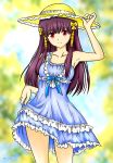  dress_lift hat long_hair lowres murasame_oshizu purple_hair recolored red_eyes solo to_love-ru toloveru 