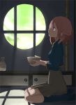  flat_chest kneeling original pink_hair profile skirt socks somber takagi_(tansuke) tansuke 