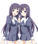  2girls cross kannagi long_hair maruki_(punchiki) multiple_girls suzushiro_hakua zange 