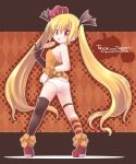  asymmetrical_clothes back blonde_hair blush candy emurin halloween loli lollipop long_hair one_thighhigh panties red_eyes single_thighhigh socks striped striped_socks swirl_lollipop thighhighs tongue twintails underwear 