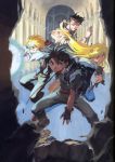  blonde_hair cleo_everlastin fingerless_gloves gloves headband highres leki long_hair majic_lin majutsushi_orphen orphen scan 