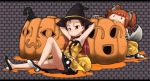  idolmaster jack-o-lantern live_for_venus minase_iori nonowa pumpkin pumpkin_juice takatsuki_yayoi twintails 